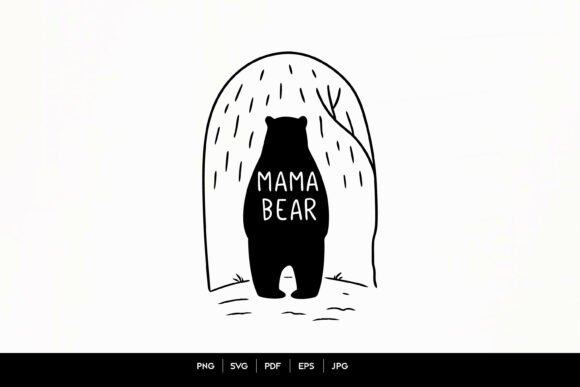 Mama Bear Minimal Bear Silhouette Design: A Versatile Graphic for Crafts and Branding