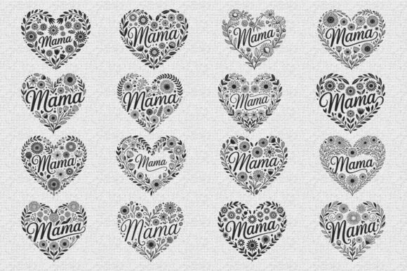 Mama Heart Flowers SVG Bundle: A Floral Graphics Gift for Crafters