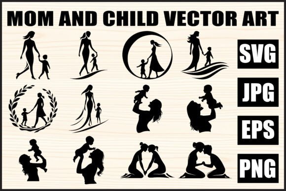 Mother and Baby Silhouette Vector Bundle: A Powerful Graphic Design Asset for Crafts and Branding