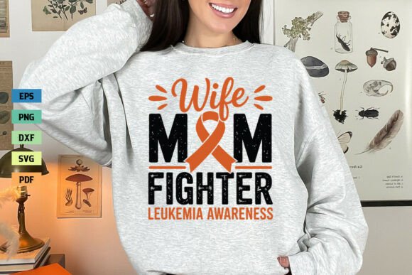 Wife Mom Fighter Leukemia Awareness SVG for Crafts and Graphics